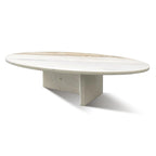 Table Basse Ronde en Marbre Blanc/Beige/Bleu, 1 Plateau, 89,9 cm