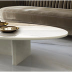 Table Basse Ronde en Marbre Blanc/Beige/Bleu, 1 Plateau, 89,9 cm