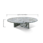 Table Basse Ronde en Marbre Blanc/Beige/Bleu, 1 Plateau, 89,9 cm