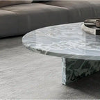 Table Basse Ronde en Marbre Blanc/Beige/Bleu, 1 Plateau, 89,9 cm