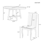 Ensemble de salle à manger 5 pièces style Ferme, Table Ronde Extensible en Bois et Chaises avec Clous pour Salle à Manger