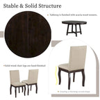 Ensemble de salle à manger 5 pièces style Ferme, Table Ronde Extensible en Bois et Chaises avec Clous pour Salle à Manger