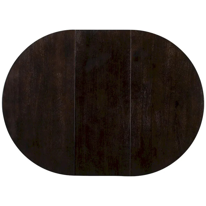 Ensemble de salle à manger 5 pièces style Ferme, Table Ronde Extensible en Bois et Chaises avec Clous pour Salle à Manger