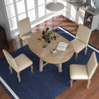 Ensemble de salle à manger 5 pièces style Ferme, Table Ronde Extensible en Bois et Chaises avec Clous pour Salle à Manger
