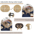 Ensemble de salle à manger 5 pièces style Ferme, Table Ronde Extensible en Bois et Chaises avec Clous pour Salle à Manger