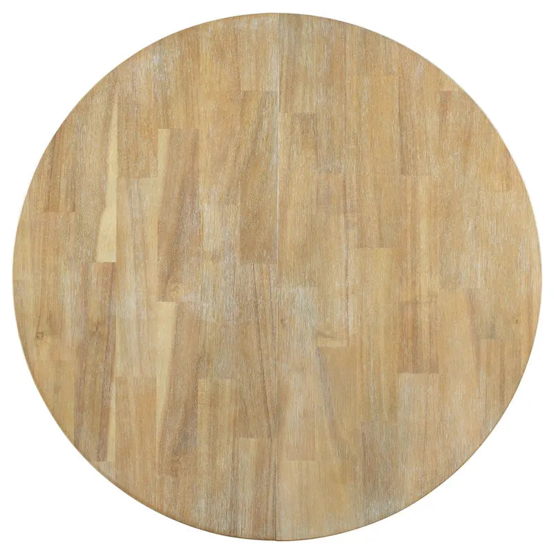 Ensemble de salle à manger 5 pièces style Ferme, Table Ronde Extensible en Bois et Chaises avec Clous pour Salle à Manger