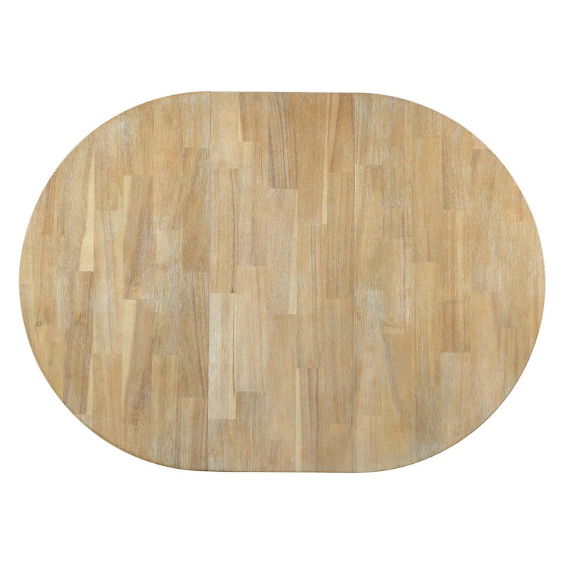 Ensemble de salle à manger 5 pièces style Ferme, Table Ronde Extensible en Bois et Chaises avec Clous pour Salle à Manger