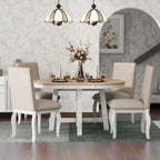 Ensemble de salle à manger 5 pièces style Ferme, Table Ronde Extensible en Bois et Chaises avec Clous pour Salle à Manger