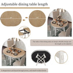 Ensemble de salle à manger 5 pièces style Ferme, Table Ronde Extensible en Bois et Chaises avec Clous pour Salle à Manger