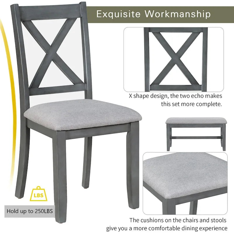 Ensembles table et chaises de salle à manger pliables multifonctionnels, ensembles table et chaises de salle à manger pour fêtes à domicile avec pieds de table en forme de X pour la cuisine