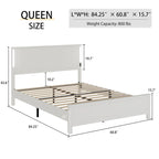 Lit plateforme Queen LED avec tête de lit en bois et station de recharge