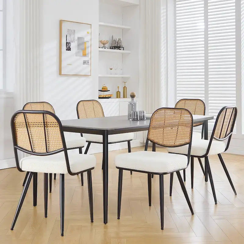 Chaises de salle à manger rembourrées en rotin, lot de 2 - 33,86H x 18,9W x 22,83P