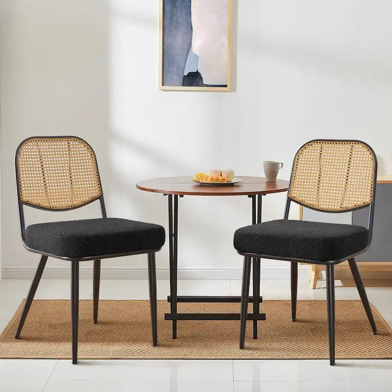 Chaises de salle à manger rembourrées en rotin, lot de 2 - 33,86H x 18,9W x 22,83P