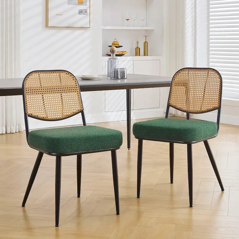 Chaises de salle à manger rembourrées en rotin, lot de 2 - 33,86H x 18,9W x 22,83P