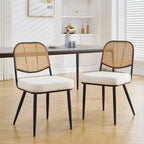Chaises de salle à manger rembourrées en rotin, lot de 2 - 33,86H x 18,9W x 22,83P