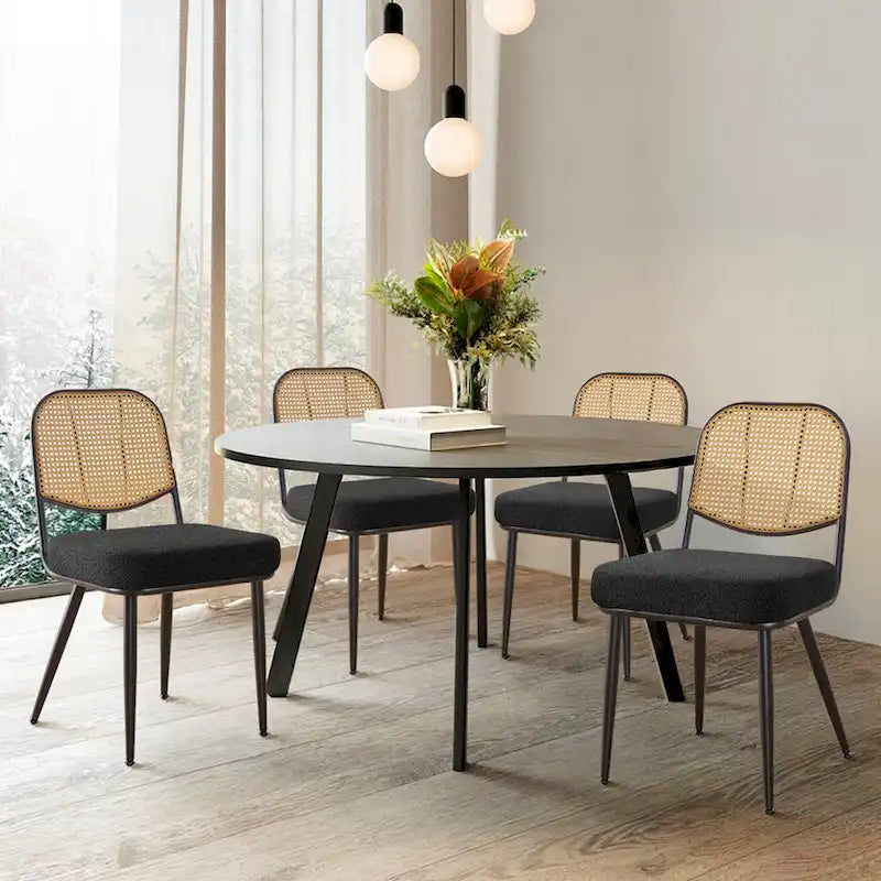 Chaises de salle à manger rembourrées en rotin, lot de 2 - 33,86H x 18,9W x 22,83P
