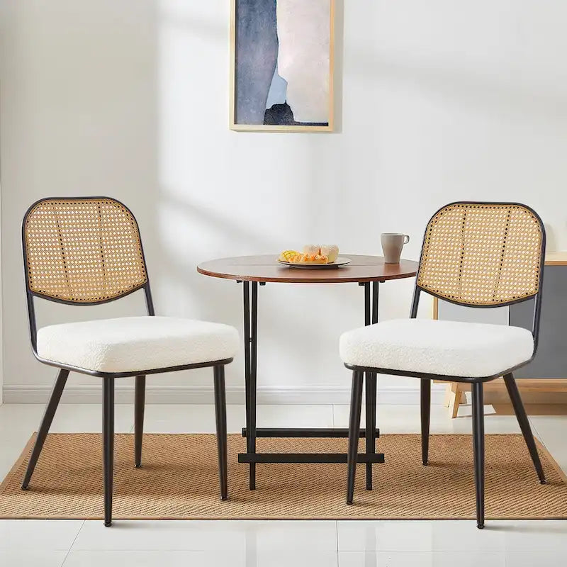 Chaises de salle à manger rembourrées en rotin, lot de 2 - 33,86H x 18,9W x 22,83P