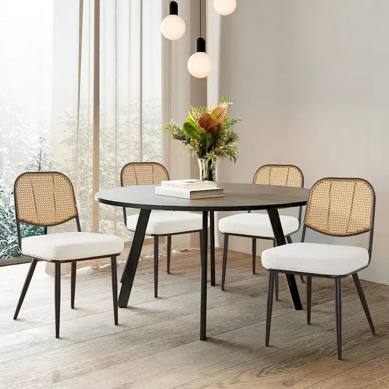 Chaises de salle à manger rembourrées en rotin, lot de 2 - 33,86H x 18,9W x 22,83P