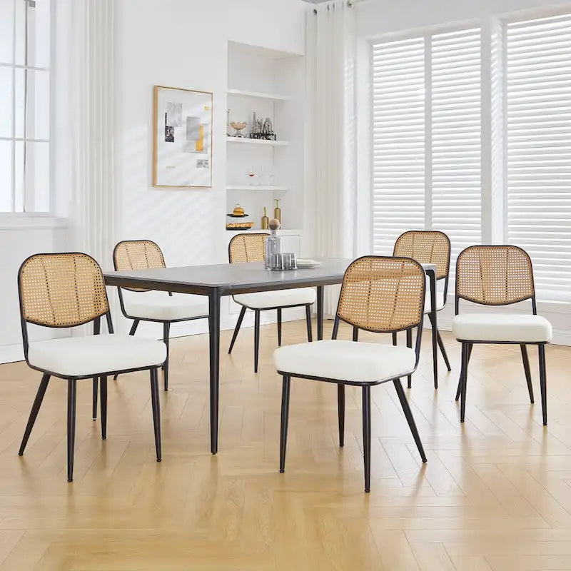 Chaises de salle à manger rembourrées en rotin, lot de 2 - 33,86H x 18,9W x 22,83P