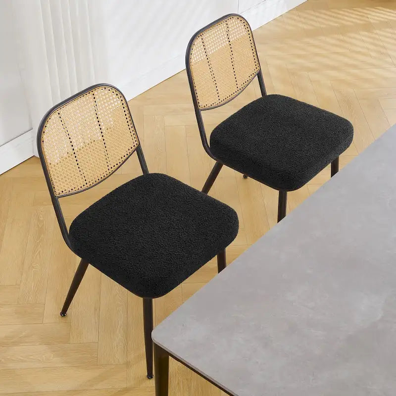 Chaises de salle à manger rembourrées en rotin, lot de 2 - 33,86H x 18,9W x 22,83P