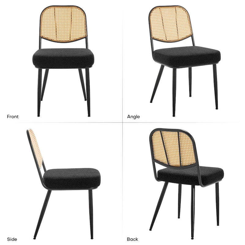 Chaises de salle à manger rembourrées en rotin, lot de 2 - 33,86H x 18,9W x 22,83P