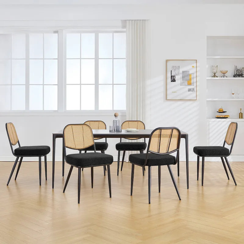 Chaises de salle à manger rembourrées en rotin, lot de 2 - 33,86H x 18,9W x 22,83P