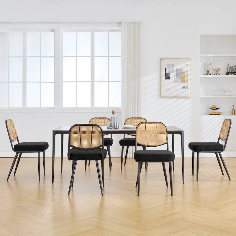 Chaises de salle à manger rembourrées en rotin, lot de 2 - 33,86H x 18,9W x 22,83P