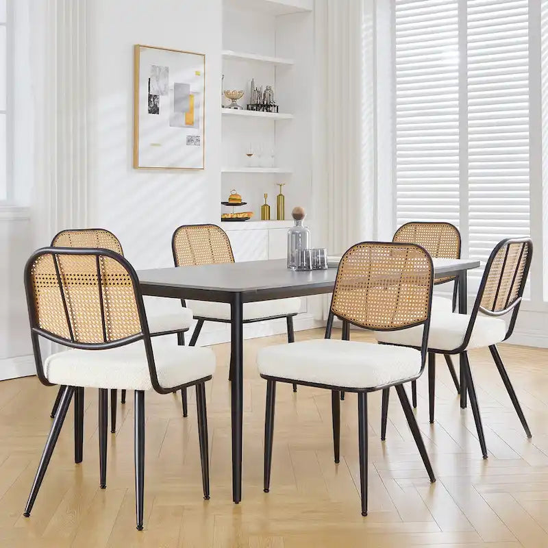 Chaises de salle à manger rembourrées en rotin, lot de 2 - 33,86H x 18,9W x 22,83P