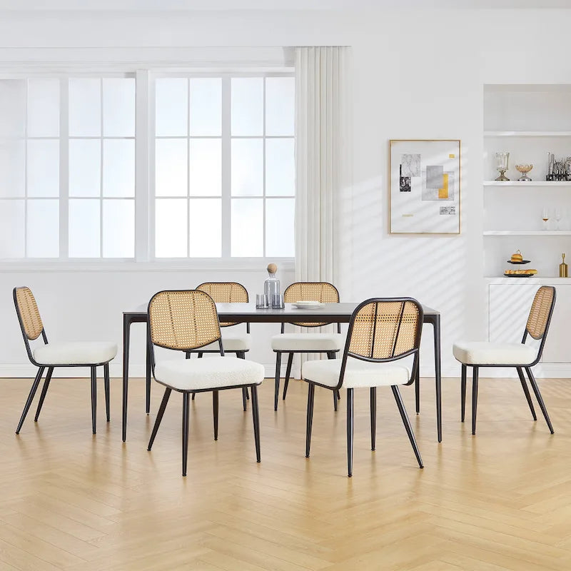 Chaises de salle à manger rembourrées en rotin, lot de 2 - 33,86H x 18,9W x 22,83P