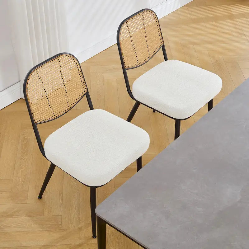 Chaises de salle à manger rembourrées en rotin, lot de 2 - 33,86H x 18,9W x 22,83P
