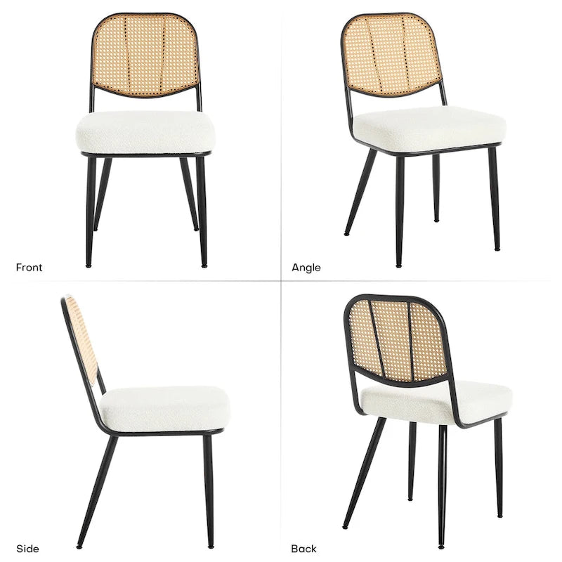 Chaises de salle à manger rembourrées en rotin, lot de 2 - 33,86H x 18,9W x 22,83P