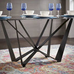 Table de salle à manger Marfa 69 en métal noir et verre gris, 6 personnes, par iNSPIRE Q Modern