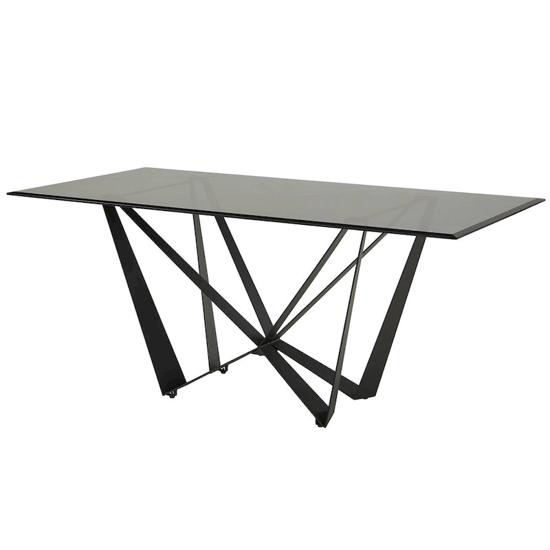 Table de salle à manger Marfa 69 en métal noir et verre gris, 6 personnes, par iNSPIRE Q Modern