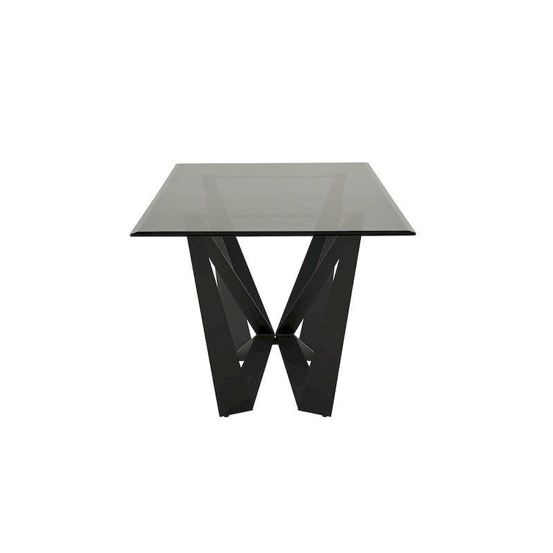 Table de salle à manger Marfa 69 en métal noir et verre gris, 6 personnes, par iNSPIRE Q Modern