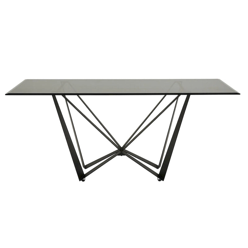 Table de salle à manger Marfa 69 en métal noir et verre gris, 6 personnes, par iNSPIRE Q Modern