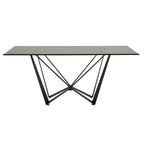 Table de salle à manger Marfa 69 en métal noir et verre gris, 6 personnes, par iNSPIRE Q Modern