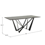 Table de salle à manger Marfa 69 en métal noir et verre gris, 6 personnes, par iNSPIRE Q Modern