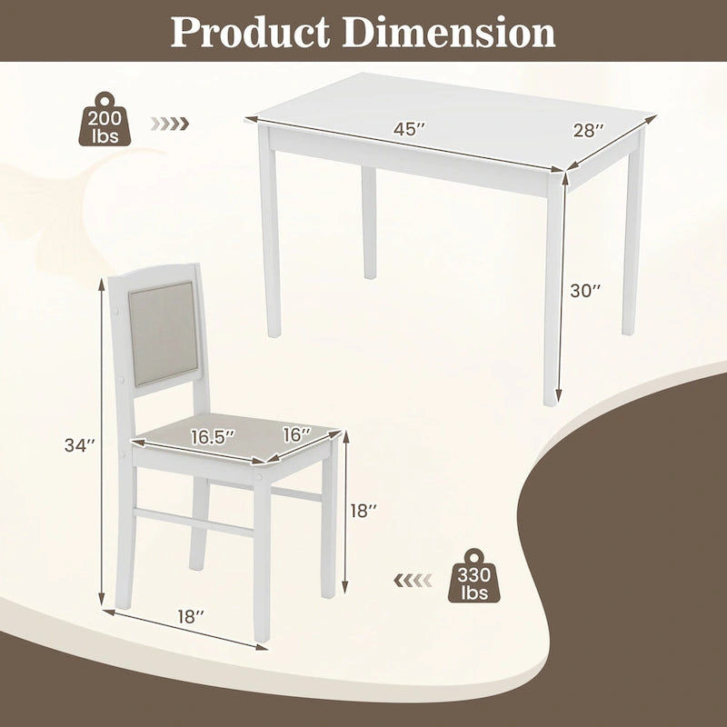 Ensemble table et 4 chaises de salle à manger 5 pièces, rembourré, gris/beige