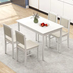 Ensemble table et 4 chaises de salle à manger 5 pièces, rembourré, gris/beige