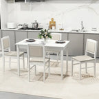 Ensemble table et 4 chaises de salle à manger 5 pièces, rembourré, gris/beige
