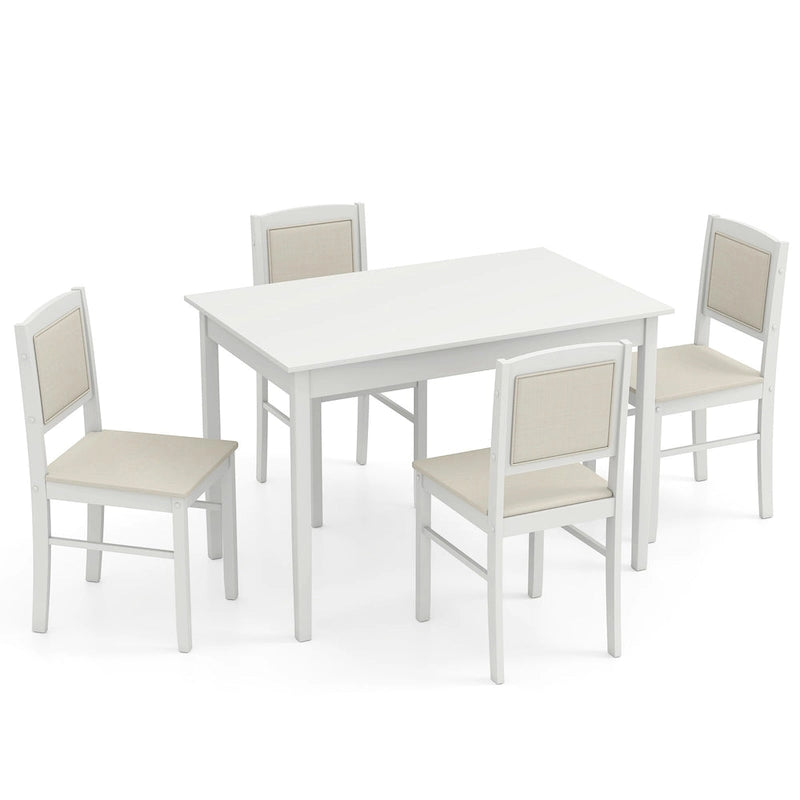 Ensemble table et 4 chaises de salle à manger 5 pièces, rembourré, gris/beige