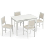 Ensemble table et 4 chaises de salle à manger 5 pièces, rembourré, gris/beige