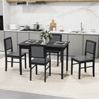 Ensemble table et 4 chaises de salle à manger 5 pièces, rembourré, gris/beige
