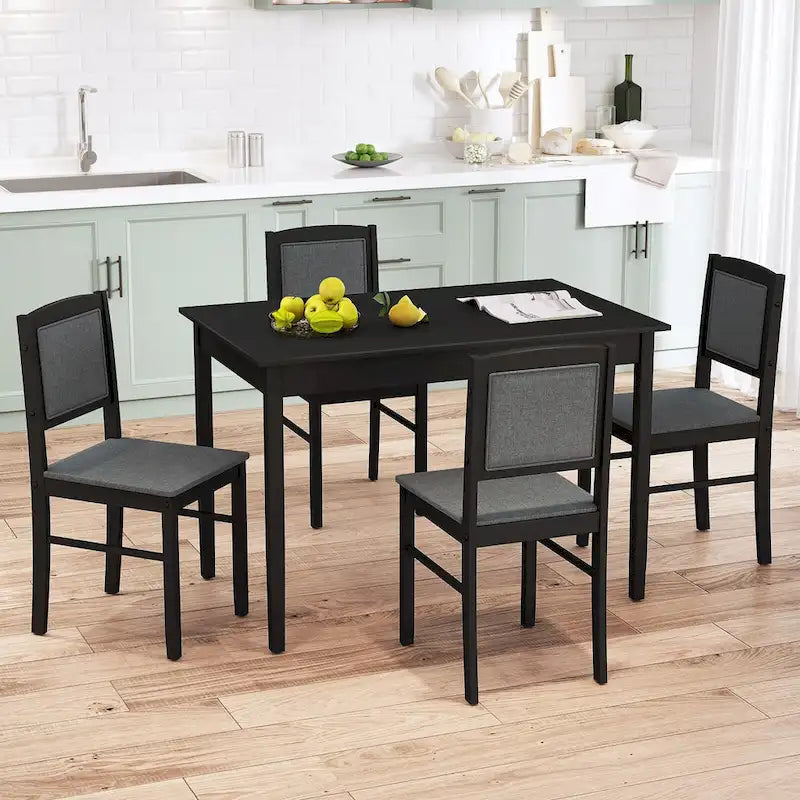 Ensemble table et 4 chaises de salle à manger 5 pièces, rembourré, gris/beige