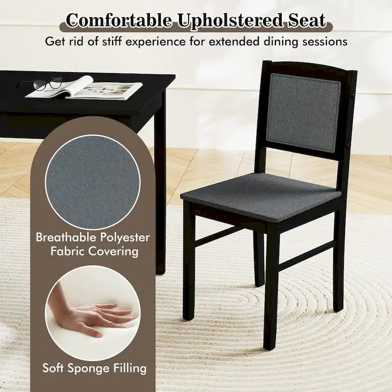 Ensemble table et 4 chaises de salle à manger 5 pièces, rembourré, gris/beige