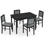 Ensemble table et 4 chaises de salle à manger 5 pièces, rembourré, gris/beige