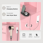 Ensemble coiffeuse Lavin de Roundhill Furniture avec miroir à LED et station de recharge