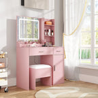 Ensemble coiffeuse Lavin de Roundhill Furniture avec miroir à LED et station de recharge