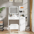 Ensemble coiffeuse Lavin de Roundhill Furniture avec miroir à LED et station de recharge