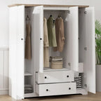 Armoire à 4 portes avec 2 tiroirs marron/blanc